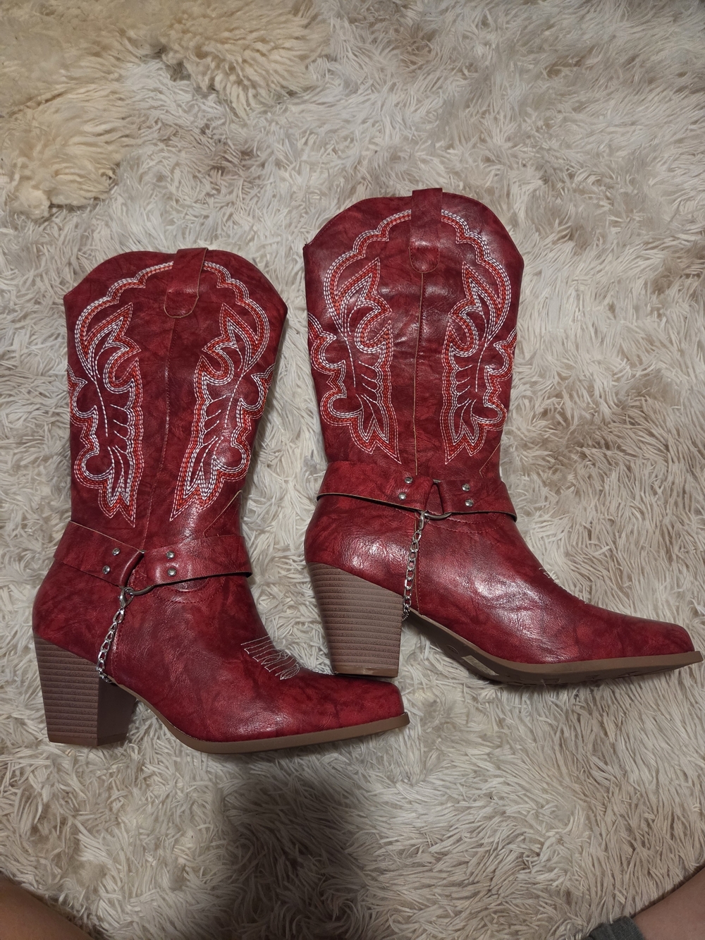 Women's Red Western Heeled Cowboy Boots